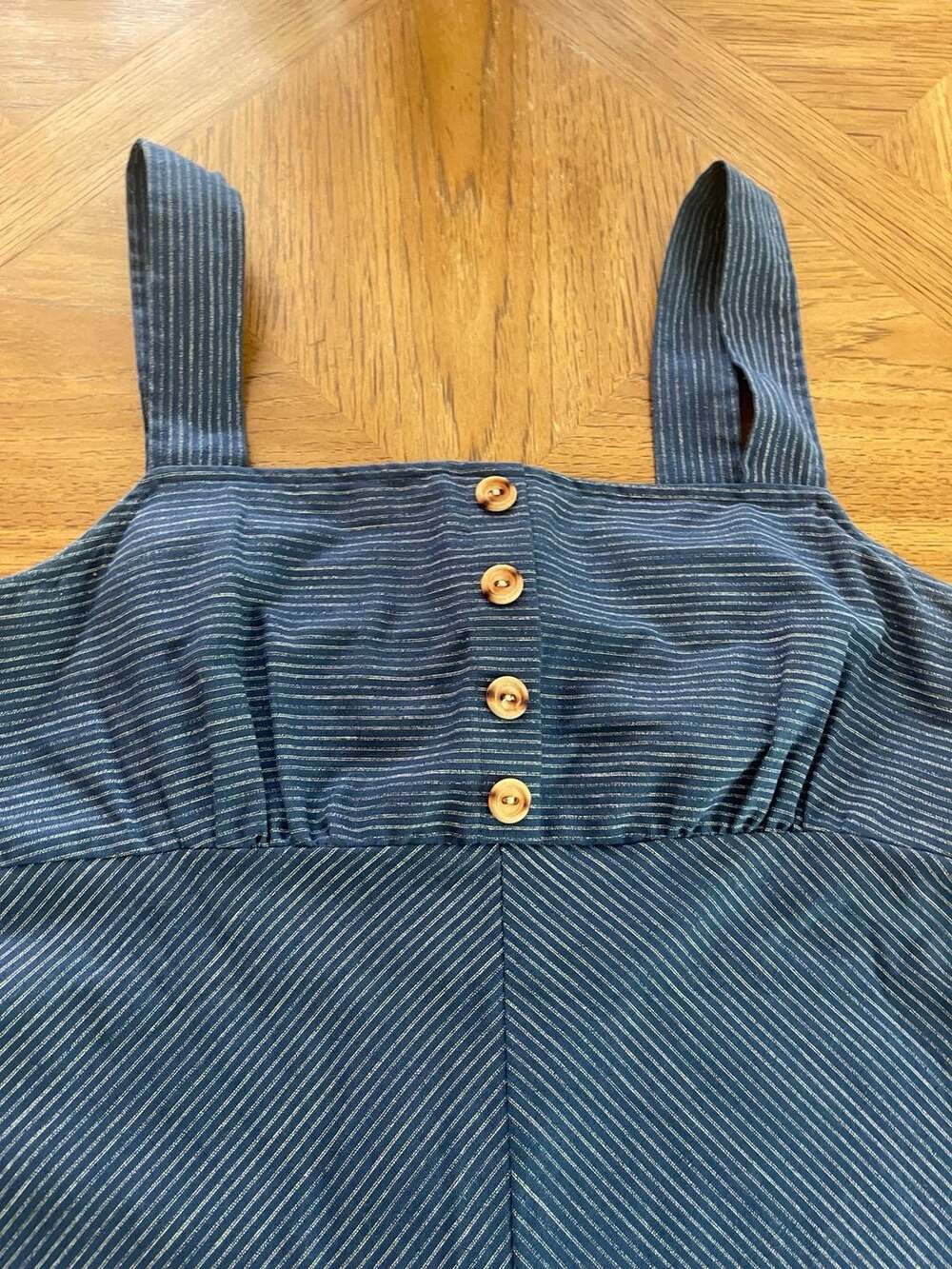 Vintage 70s Prairie Pinafore Dress Union Made USA Cottagecore Folk Midi XS S - Picture 8 of 11
